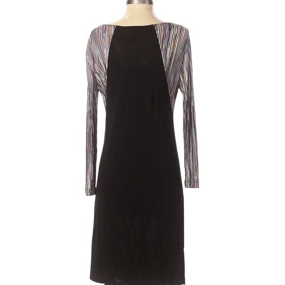 BCBGMAXAZRIA Dress Purple Black Boho Ruched Calf Length Sz S #207 - Picture 2 of 2